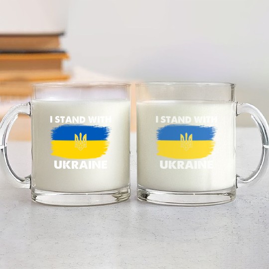 I Stand with Ukraine Ukraine Flag Glass Mugs