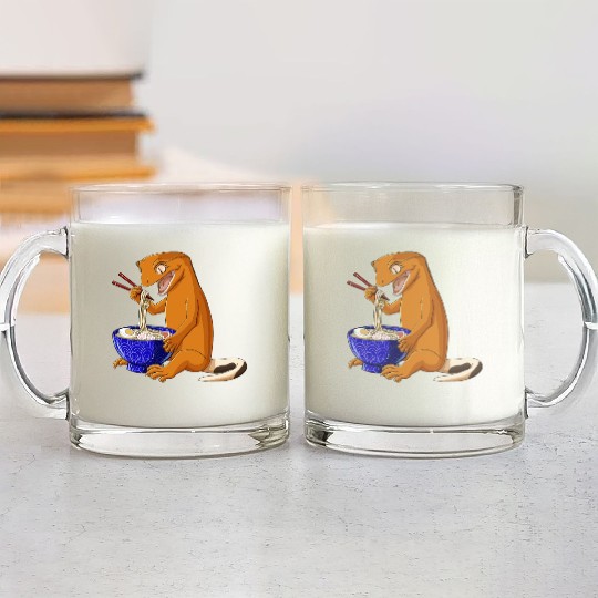Funny Japanese Kawaii Ramen Reptile Crested Gecko Glass Mugs