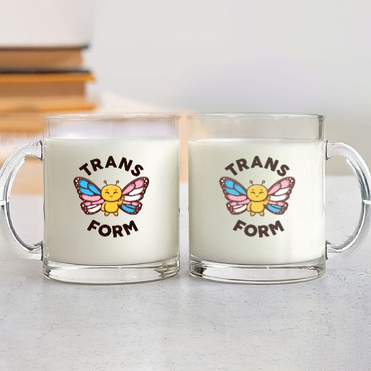 Transgender Monarch Butterfly Trans Form Kawaii Glass Mugs