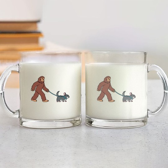 Bigfoot Sasquatch Walking Chinchilla Glass Mugs