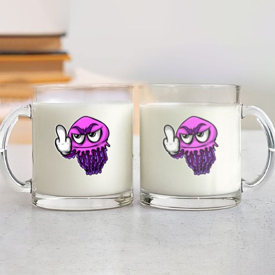 Jelly Fish Middle Finger Jellyfish Glass Mugs