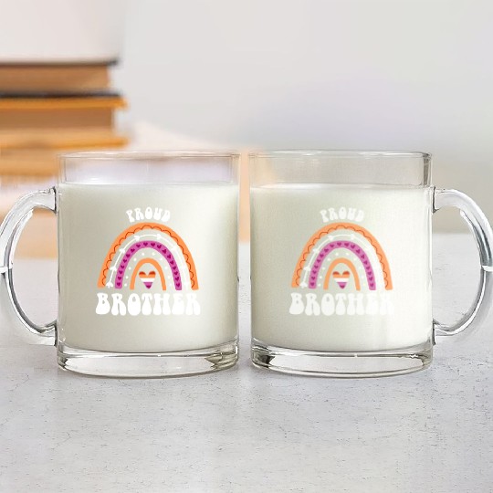 Proud Brother Lesbian Pride Rainbow Glass Mugs