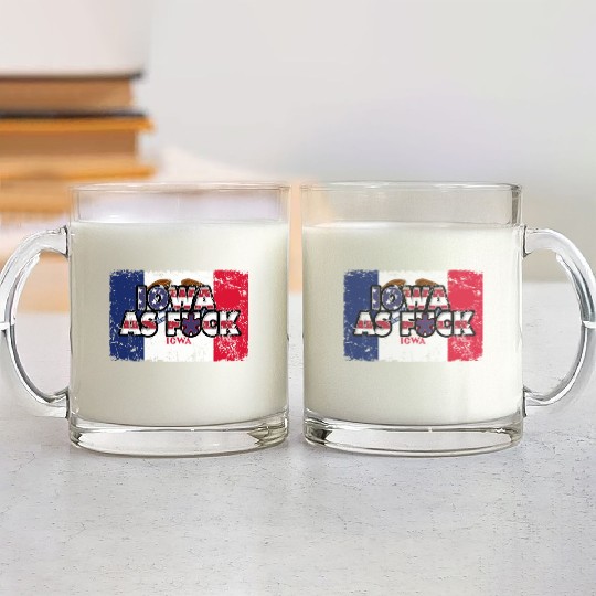 America US Flag State Flag Iowa Glass Mugs