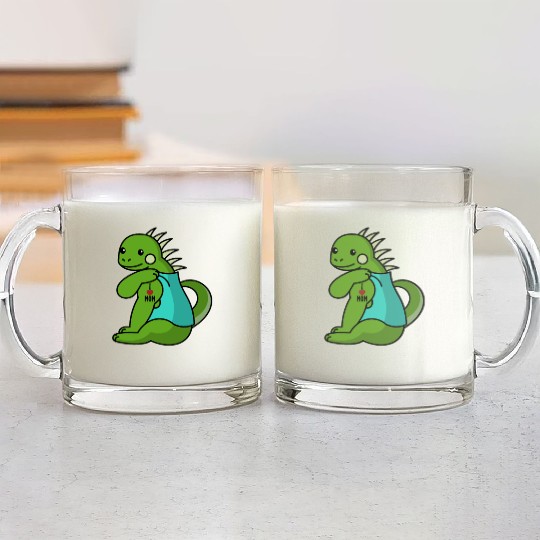 I Love Mom Tattoo Iguana Reptile Glass Mugs