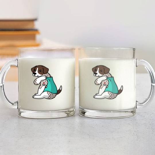 I Love Mom Tattoo German Shorthaired Pointer Glass Mugs