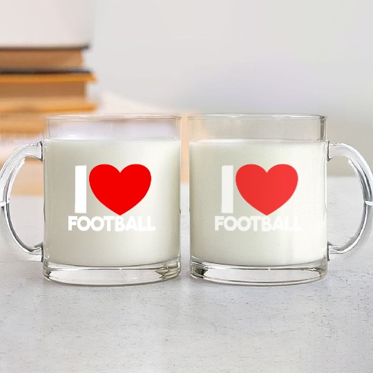 I Love Football Red Heart Football Lover Football Glass Mugs