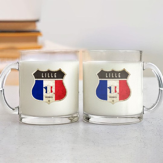 Lille France coat of arms flags design Glass Mugs