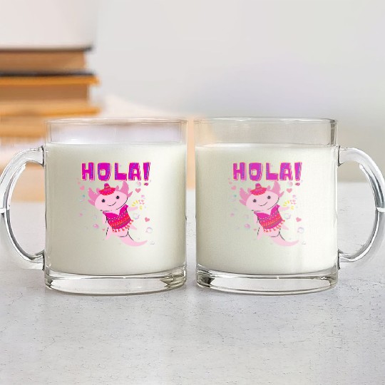 Hola Cute Axolotl - 9 Glass Mugs