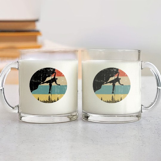 Rock climbing mountain climber Glass Mugs