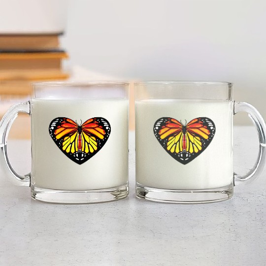 Monarch Butterfly Heart Mom Butterfly Lover Mom Glass Mugs