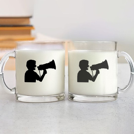 megaphone propaganda man angry Glass Mugs