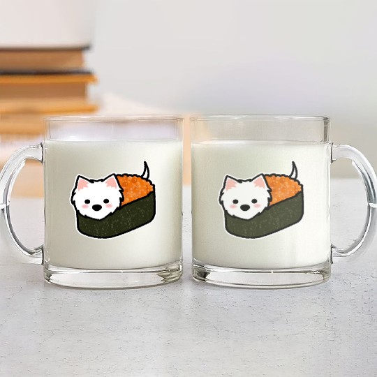 Westie Ebiko Sushi Glass Mugs
