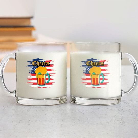funny patriotic mullet beer 4th of july summer Glass Mugs