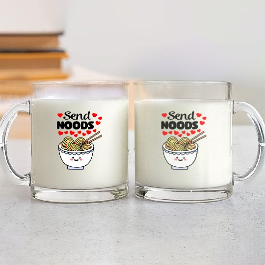 Kawaii Send Noods Love Ramen Noodles Glass Mugs