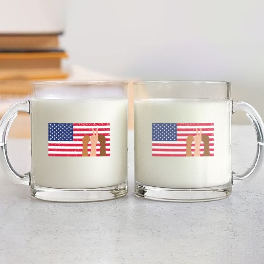 USA Glass Mugs Women Men Patriotic American Flag