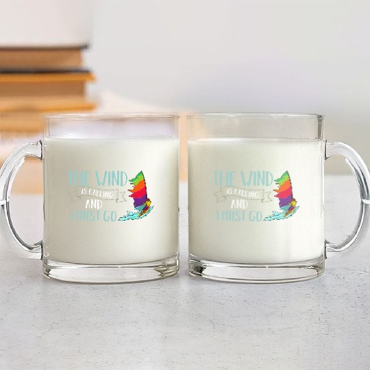 Windsurfing Board Sail Paddle Windsurfer Glass Mugs