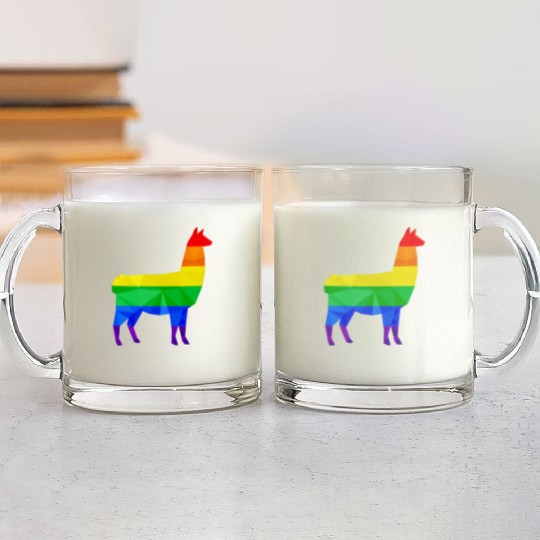 Colorful Llama LGBTQ Gay Pride Rainbow Flag Alpaca Glass Mugs