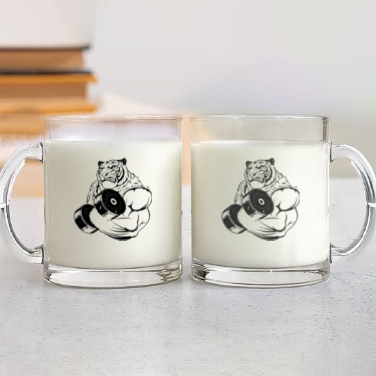 Gym ripped tiger Glass Mugs