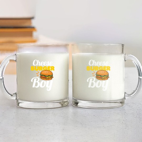 Cheese Burger Boy Glass Mugs
