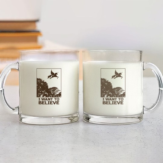 Unicorn "I Want To Believe" UAP Outfit Alien Ufo Glass Mugs