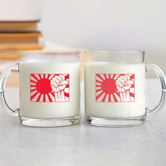 Japanese naval ensign and fist Glass Mugs
