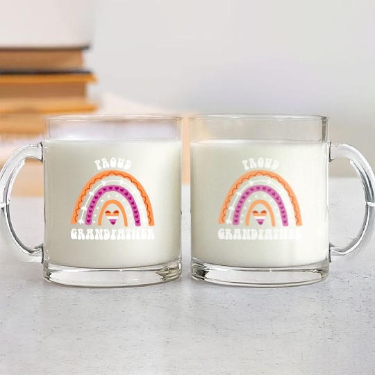 Proud Grandfather Lesbian Pride Rainbow Glass Mugs