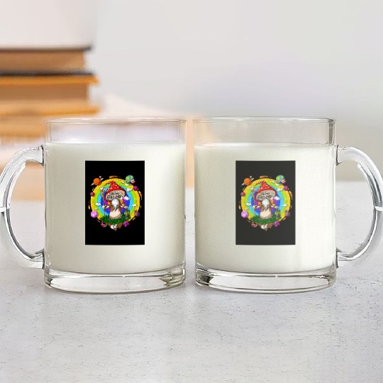 Psychedelic Hippie Mushroom Wizard Glass Mugs
