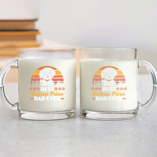Best Bichon Frise Dad Ever Curly Hair Pup Puppy Glass Mugs