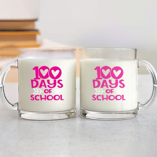 K 100 Days Of School With Arrow For Girls And Teac Glass Mugs