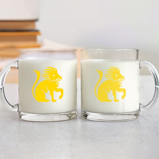leo zodiac gold lion king Glass Mugs