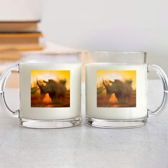 solo rhino digital art abstract painting Glass Mugs
