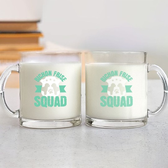 Bichon Frise Squad Dog Lover Puppy Paw Love Glass Mugs