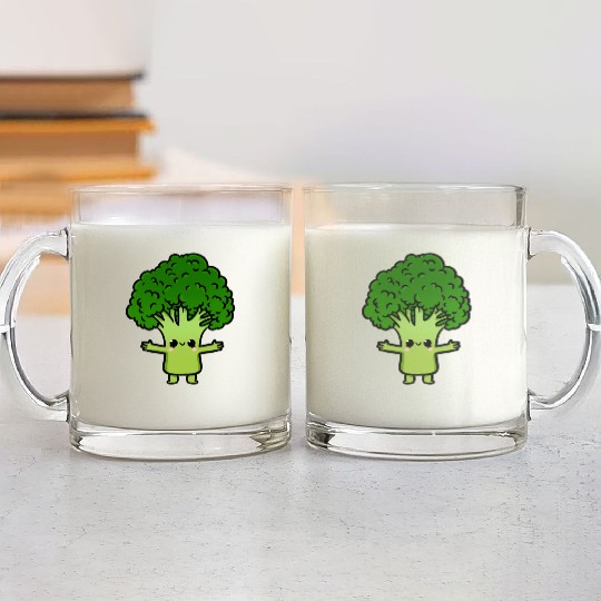 Kawaii Broccoli For Broccoli Lover Glass Mugs