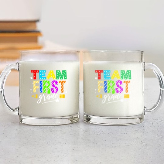 Team First Grade For Elementary Teacher Glass Mugs