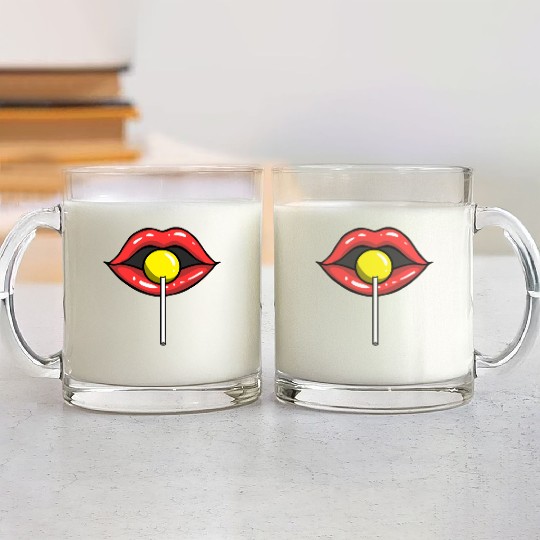 Red Lips Lollipop for Lollipop Lover Glass Mugs