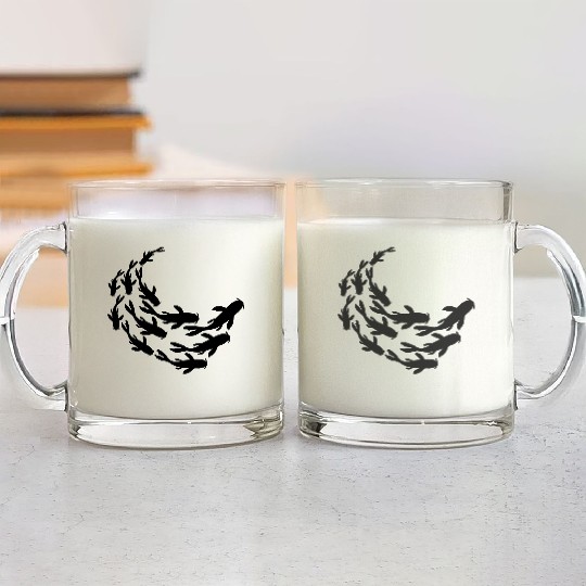 school silhouette koi fish Glass Mugs
