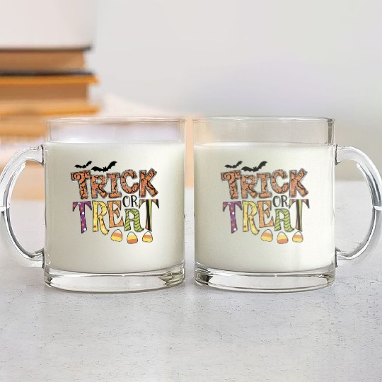Trick or treat Funny Happy Halloween Pumpkin Spice Glass Mugs
