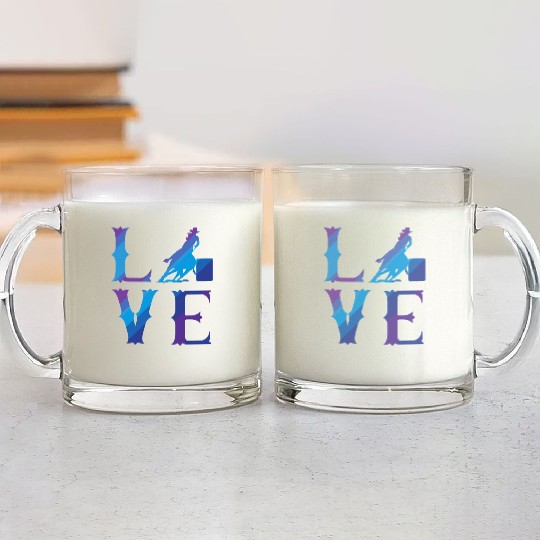 Rodeo Barrel Racing Love Distressed Blue Glass Mugs