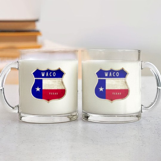 Waco Texas crest flags design Glass Mugs