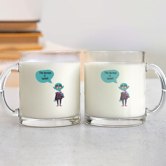 this human is sweet - funny vampire Glass Mugs
