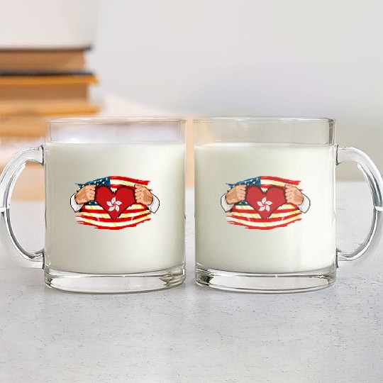 Hong Kongese Who Live in America HongKong Flag Glass Mugs