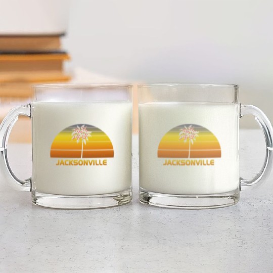 Jacksonville Florida Palm Tree Christmas Lights Glass Mugs