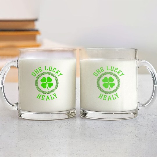 One Lucky Hart Irish Family Four Leaf Clover Glass Mugs