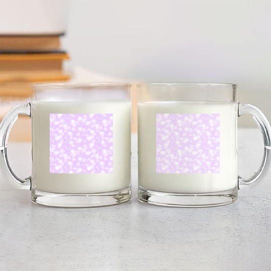 Violet Snowflakes Pattern Glass Mugs