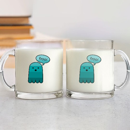Persian Green Boo Ghost Halloween Glass Mugs