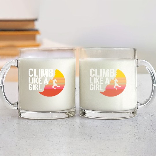 Climbing Mountaineering Climber Mountains Hiking Glass Mugs