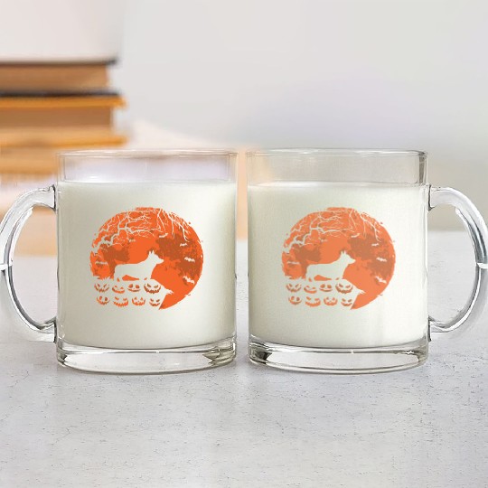 Corgi And Moon Halloween Funny Dog Lover Gift Glass Mugs