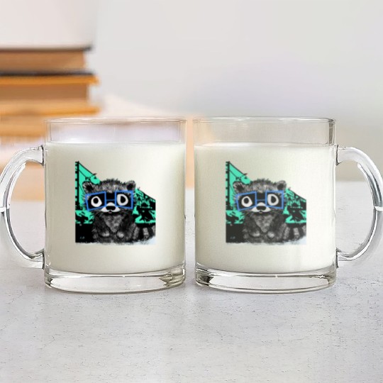 Raccoon #3 Mary Jane Bookworm Glass Mugs