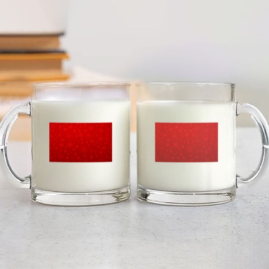 Abstract Red Snowflakes Pattern Glass Mugs