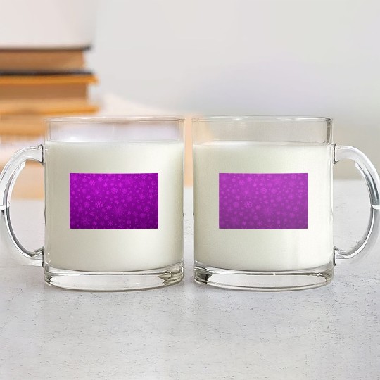 Abstract Purple Snowflakes Pattern Glass Mugs